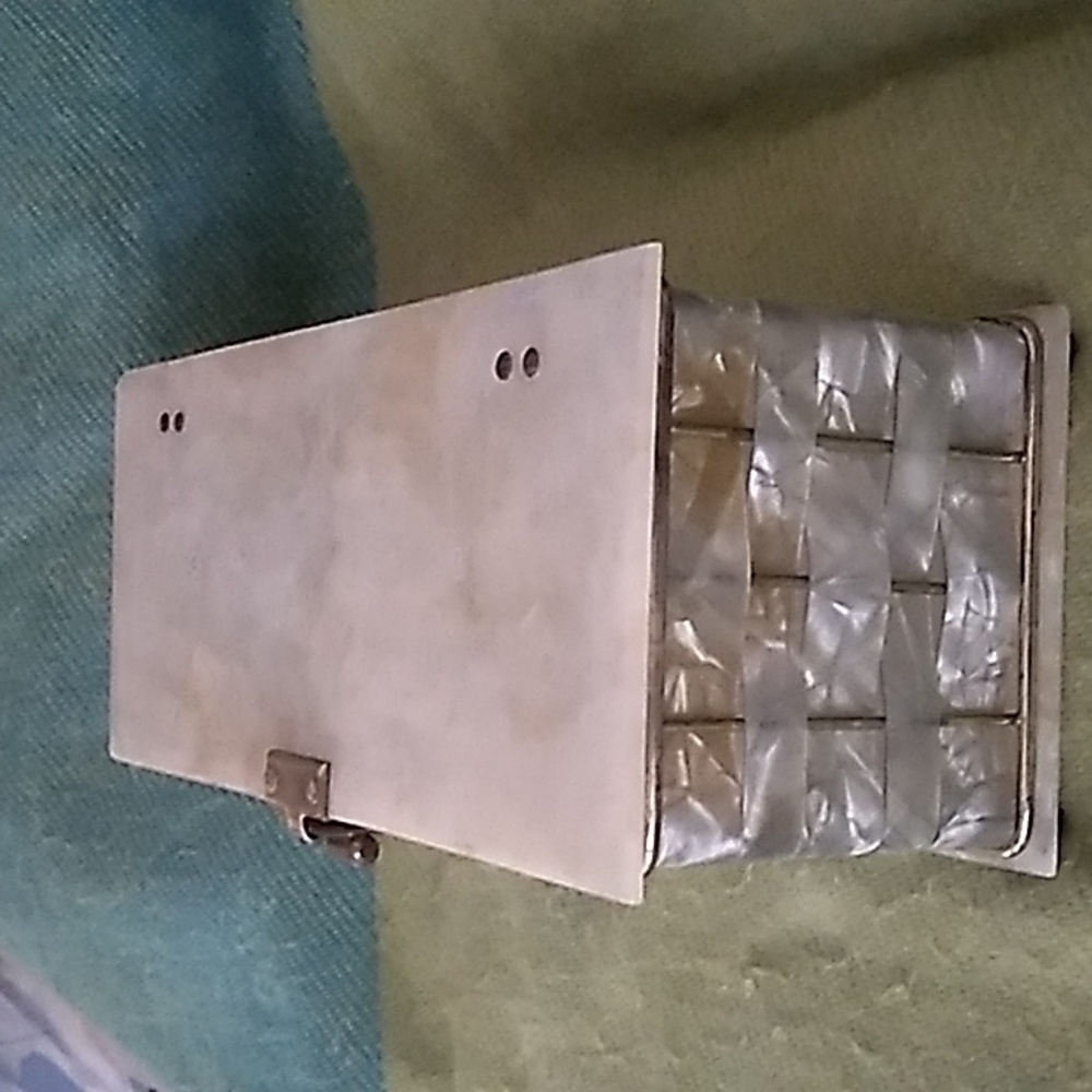 Vintagepearlized Marble Plastic Rectangle Purse - image 2